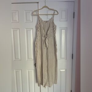 Loft Outlet linen blend tie front jumpsuit size medium